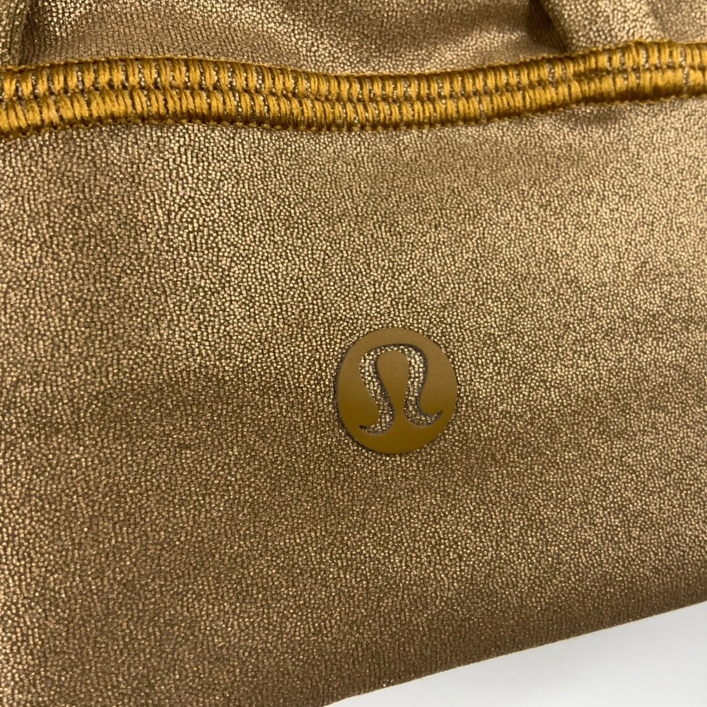 Lululemon Energy Bra Longline Gold Foil Metallic Strappy Back Sports Bra Size 4 - Picture 3 of 4